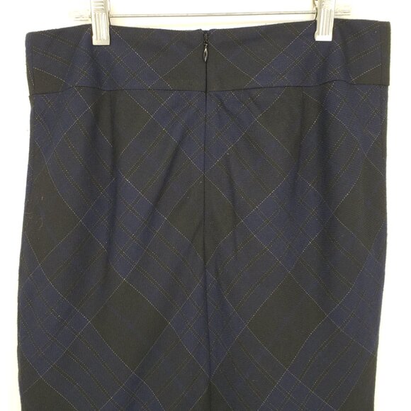 3/$25 Banana Republic Metallic Plaid Pencil Skirt 4 Work Career Navy Blue Black - Picture 7 of 9